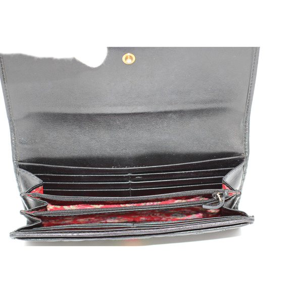 F0 Auth GUCCI GG Marmont Black Quilted Leather Logo Zipper Flap Wallet 536451 - Picture 3 of 5